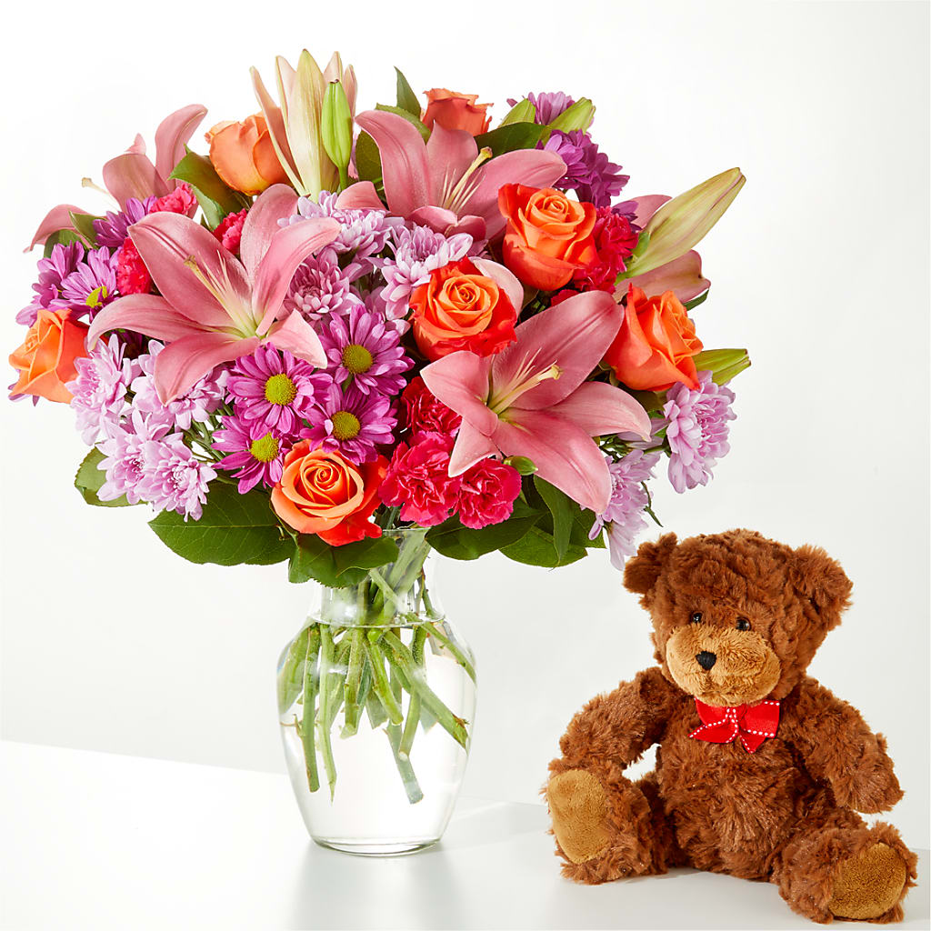 One and Only Bouquet and Bear Bundle – Royalty Flowers, Alexandria VA