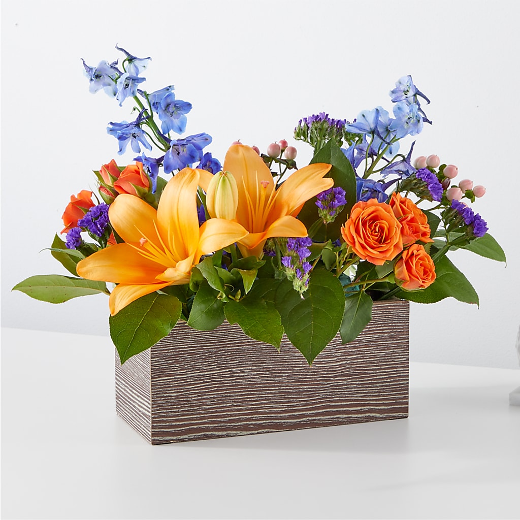 Radiant Citrus Box Bouquet – Royalty Flowers, Alexandria VA