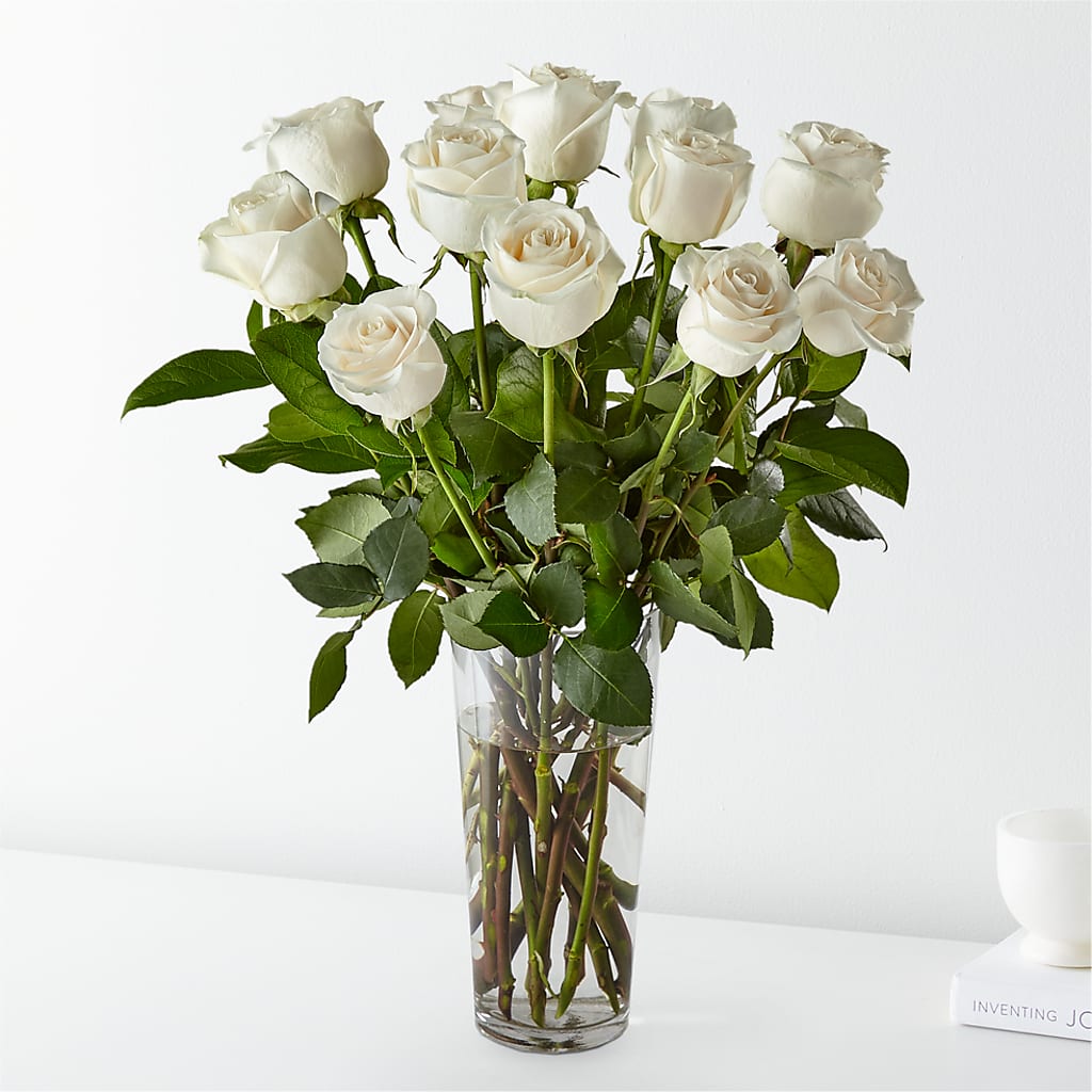 Long Stem White Rose Bouquet – Royalty Flowers, Alexandria VA