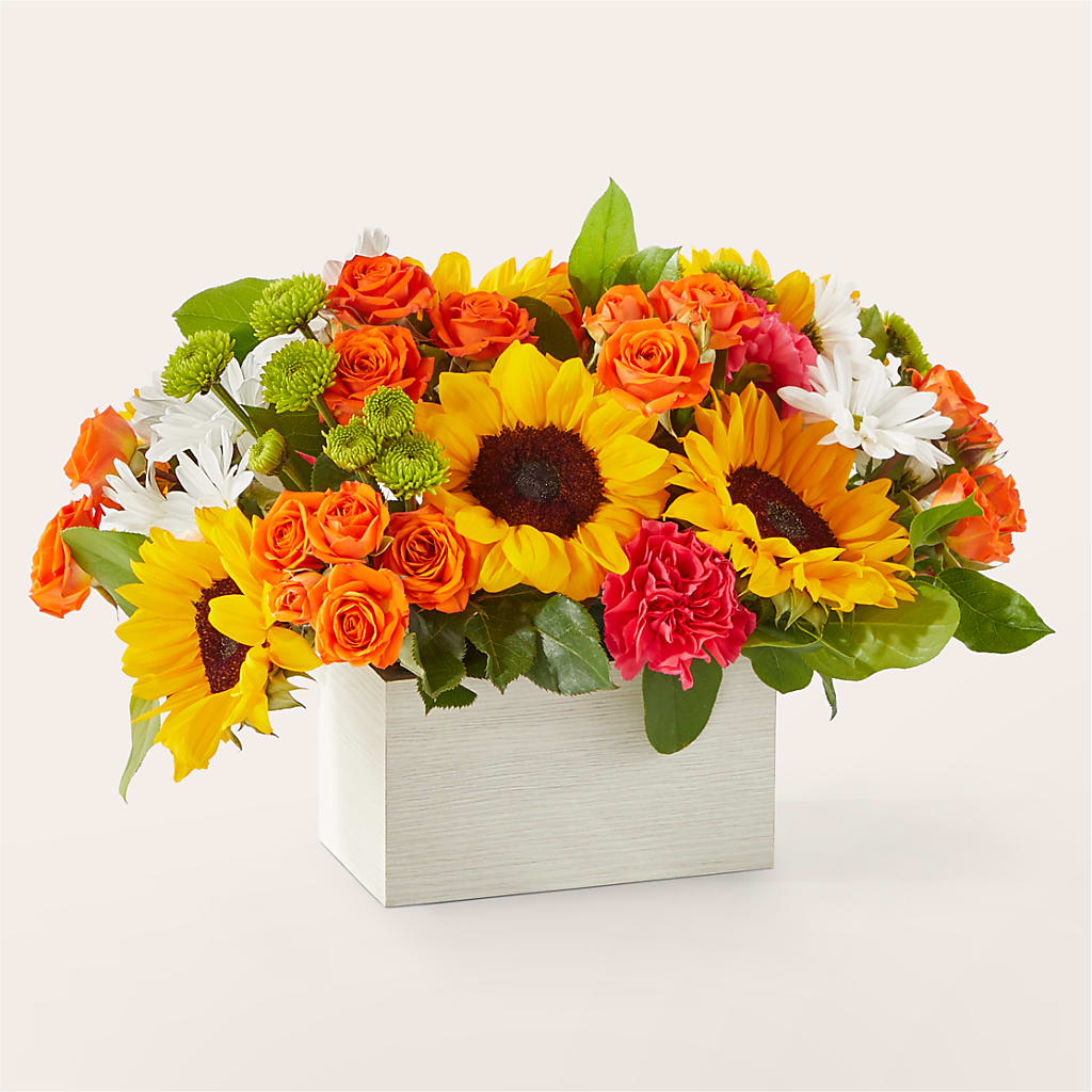Sun-drenched Blooms Box Bouquet – Royalty Flowers, Alexandria VA