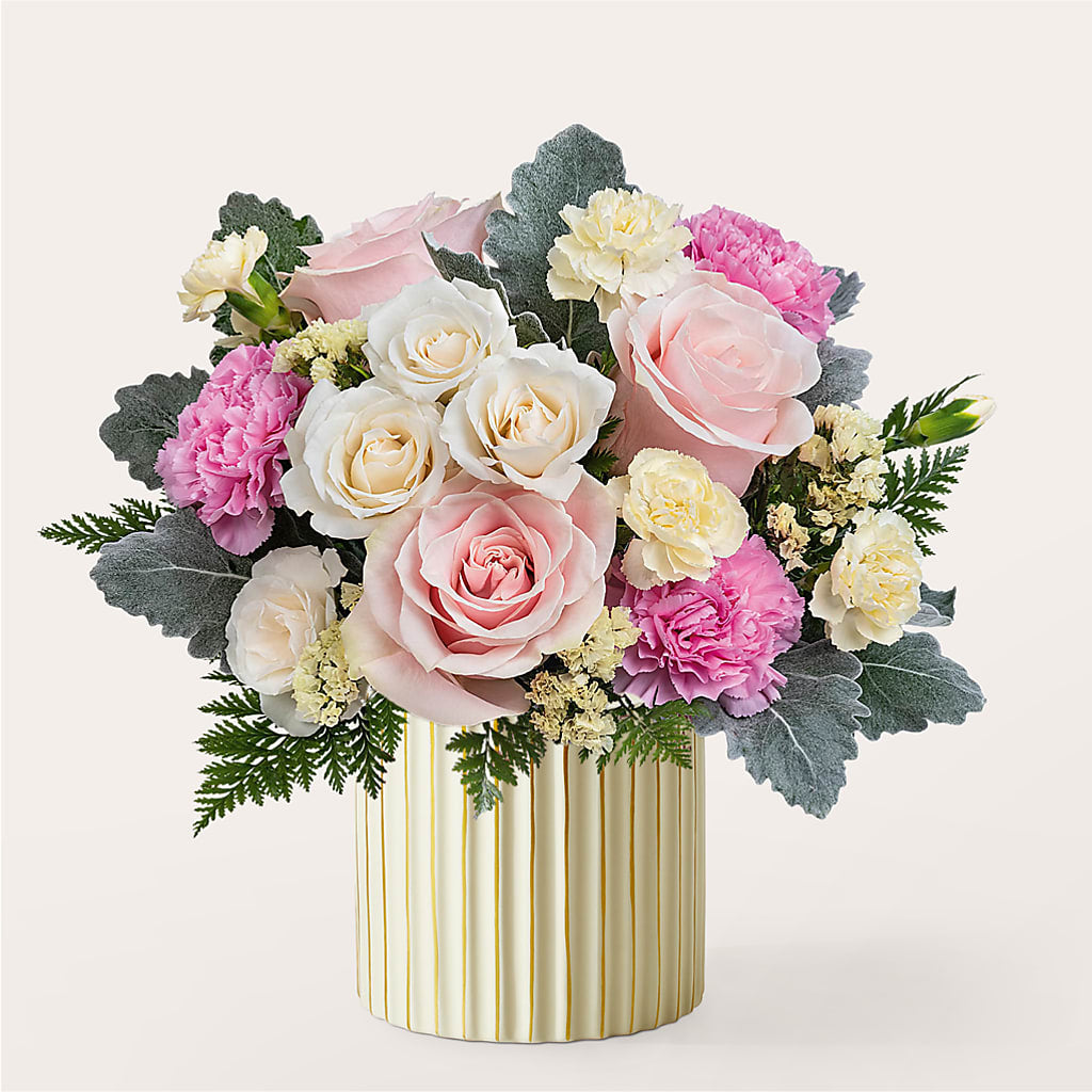 Blissful Moments Bouquet with Ivory Vase – Royalty Flowers, Alexandria VA