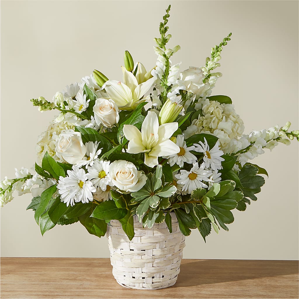 Ivory Elegance Floral Basket – Royalty Flowers, Alexandria VA