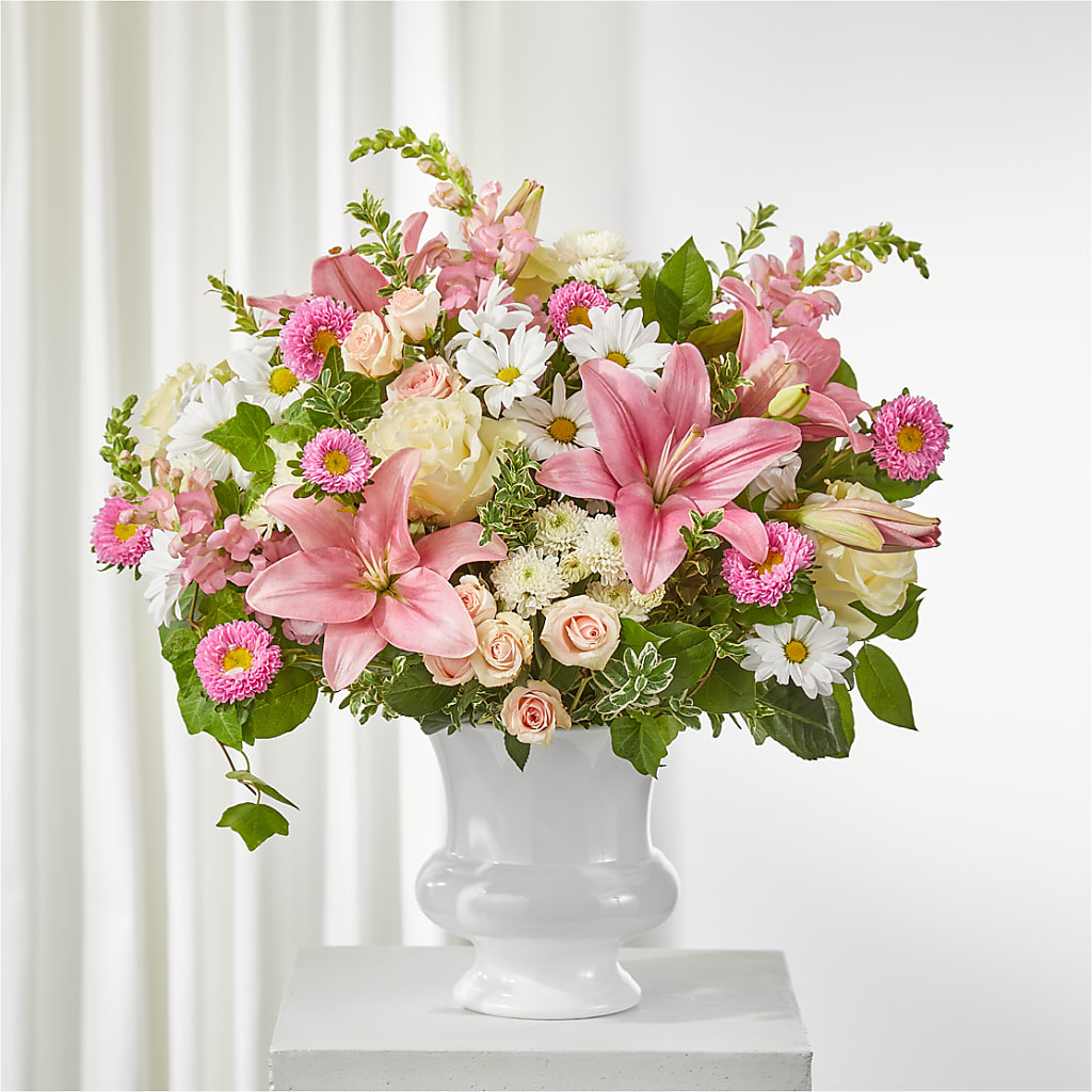 Empathetic Blooms Urn Arrangement – Royalty Flowers, Alexandria VA