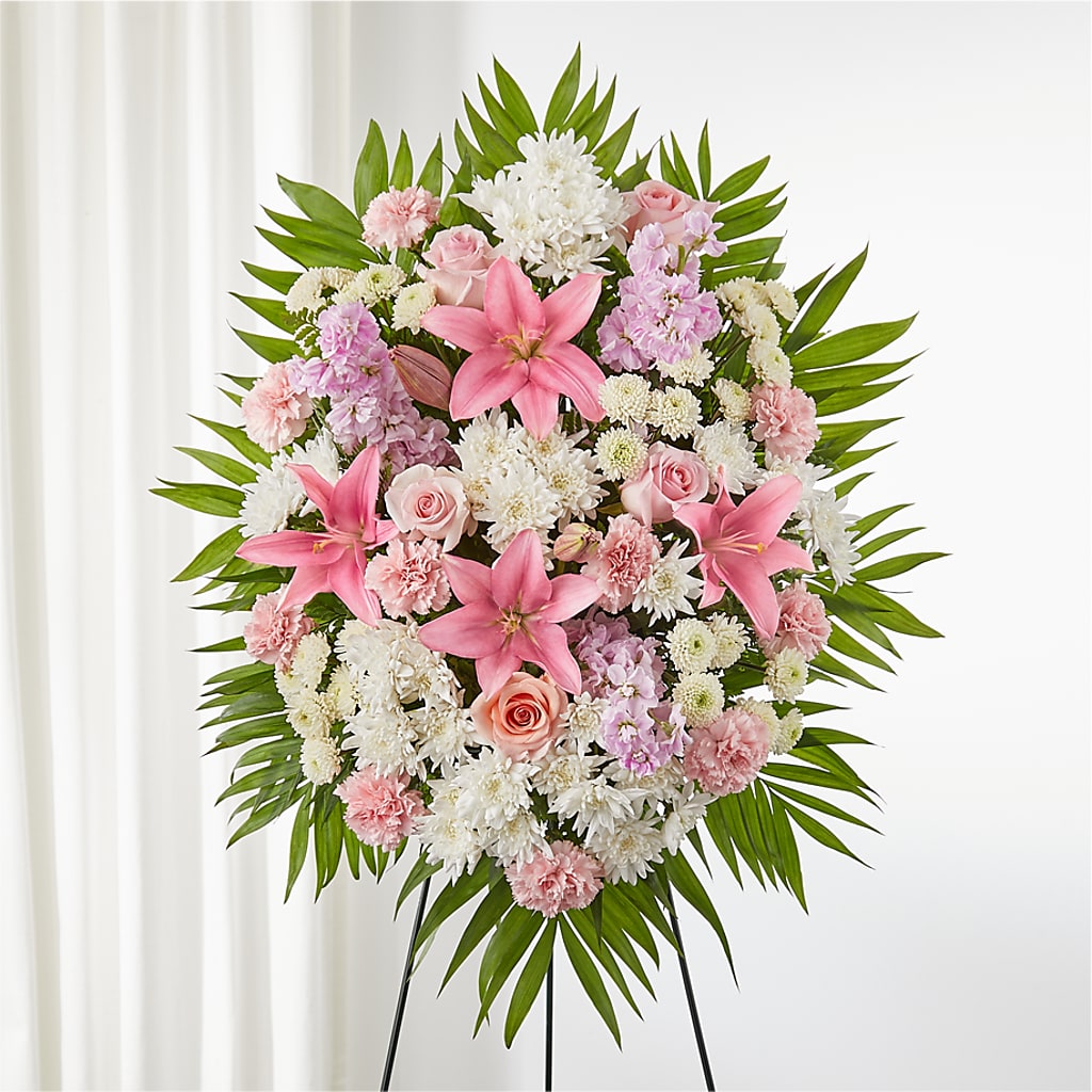 Offering Solace Standing Spray – Royalty Flowers, Alexandria VA