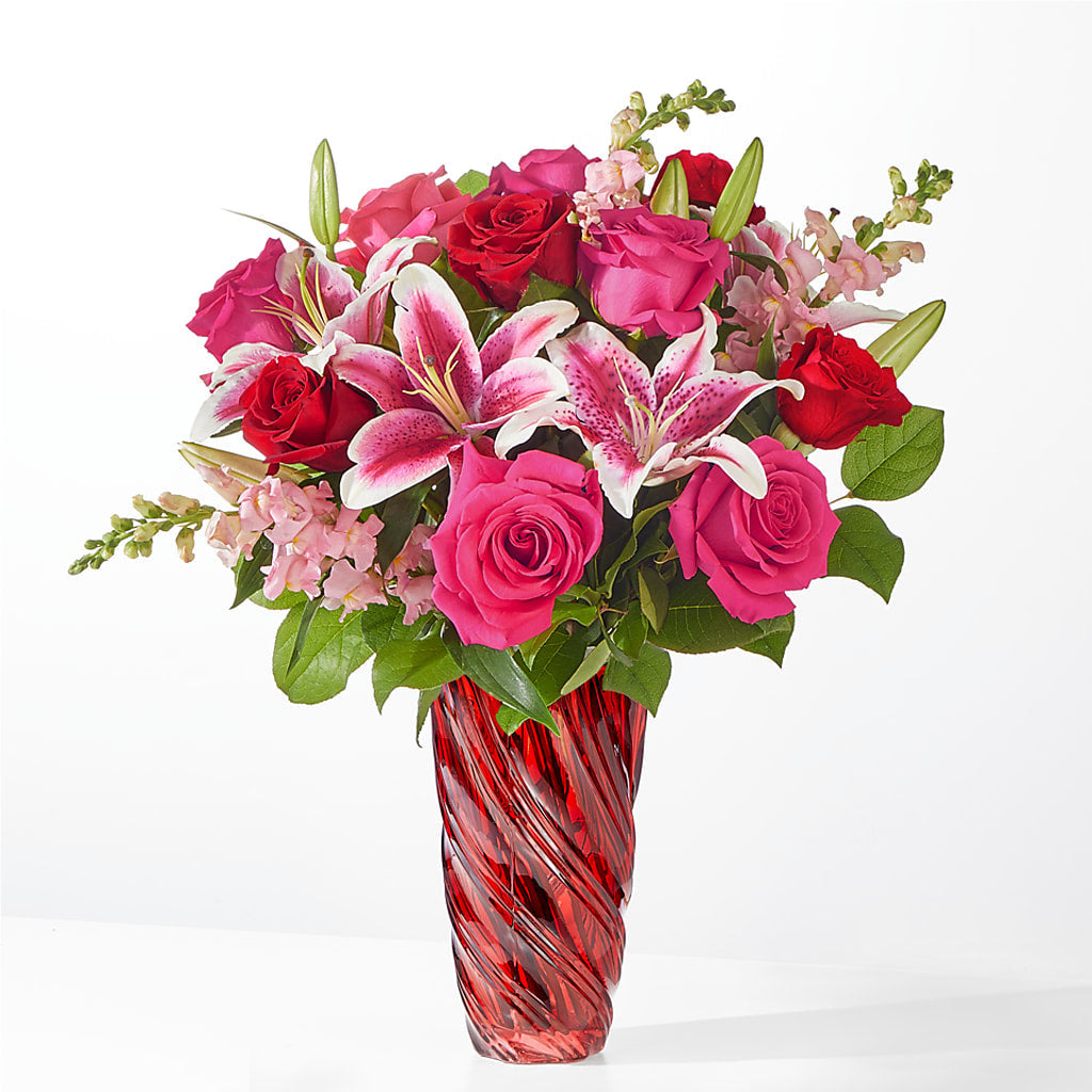 Always You Bouquet with Luxe Swirl Vase – Royalty Flowers, Alexandria VA