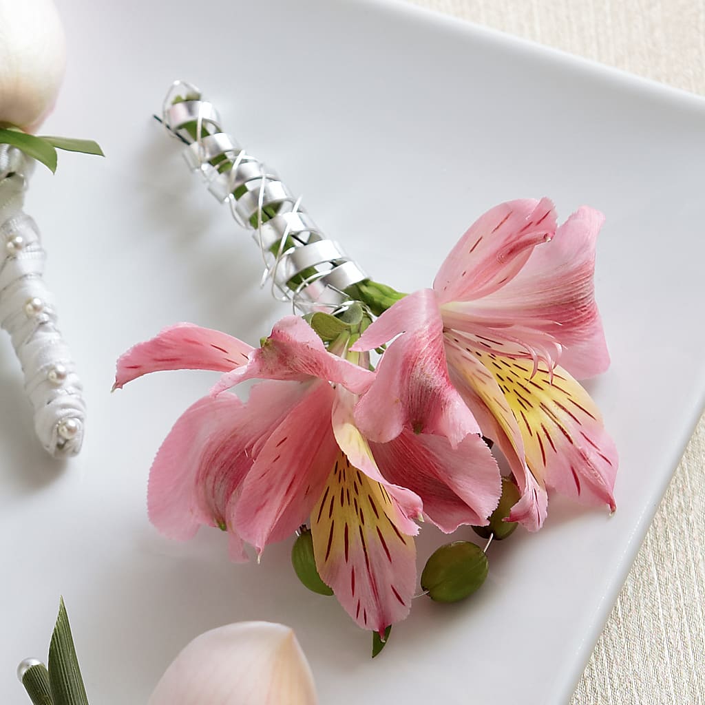 Pink Peruvian Lily Boutonniere – Royalty Flowers, Alexandria VA