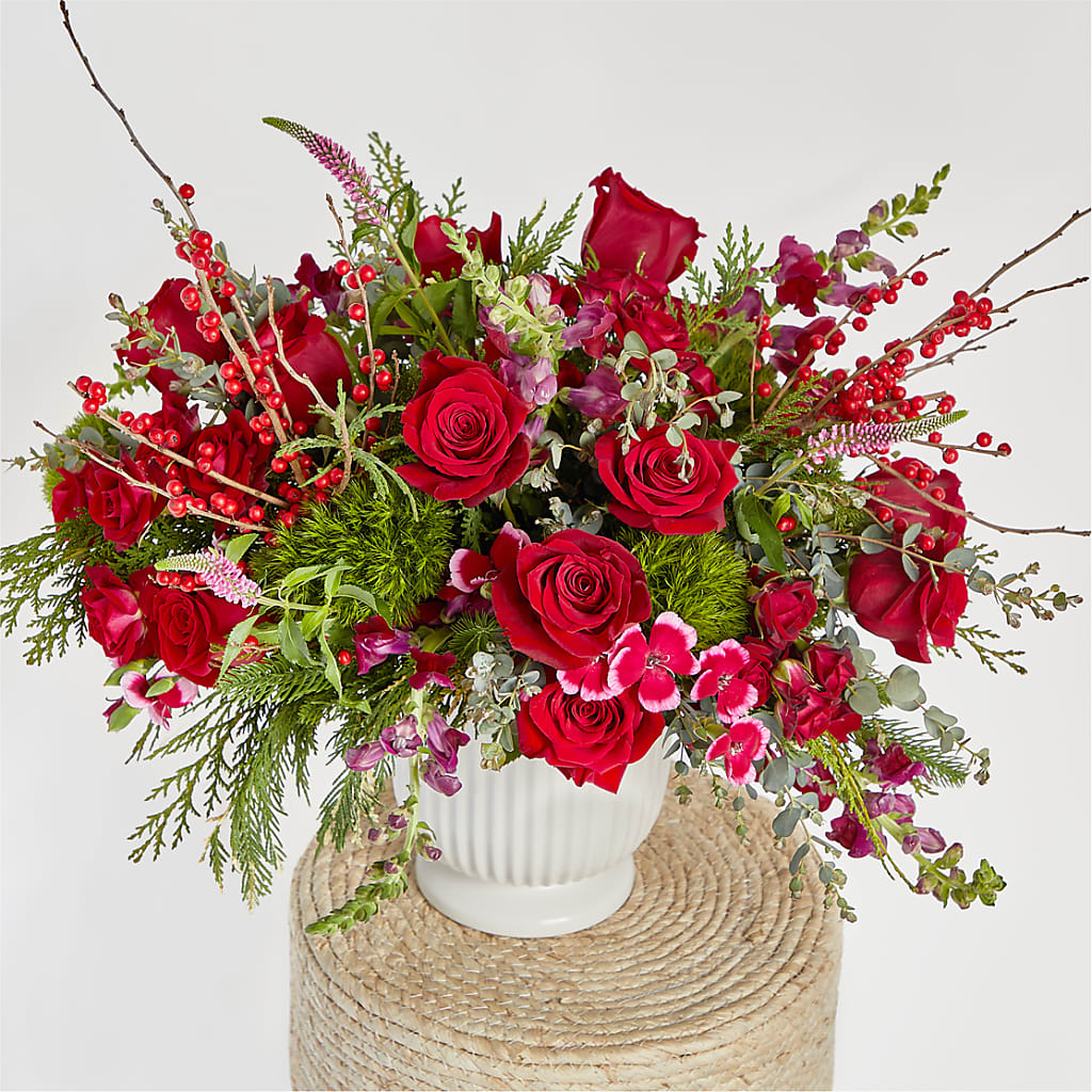 Big Red Bow Bouquet –  Royalty Flowers, Alexandria VA