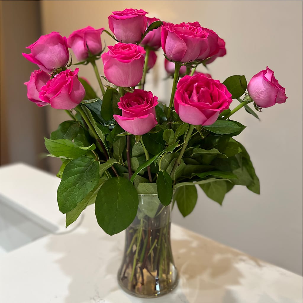 Long Stem Pink Rose Bouquet –  Royalty Flowers, Alexandria VA