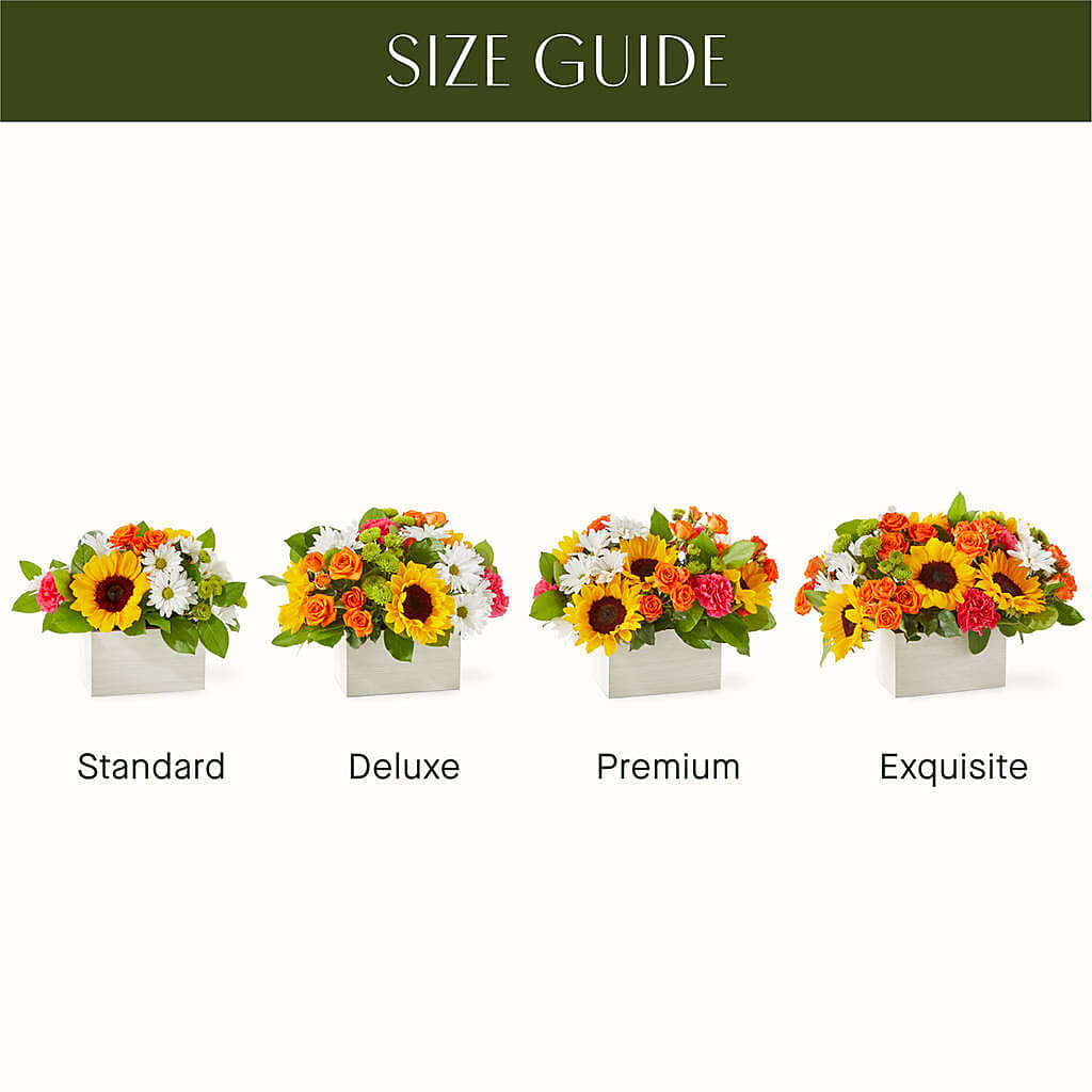 Sun-drenched Blooms Box Bouquet –  Royalty Flowers, Alexandria VA