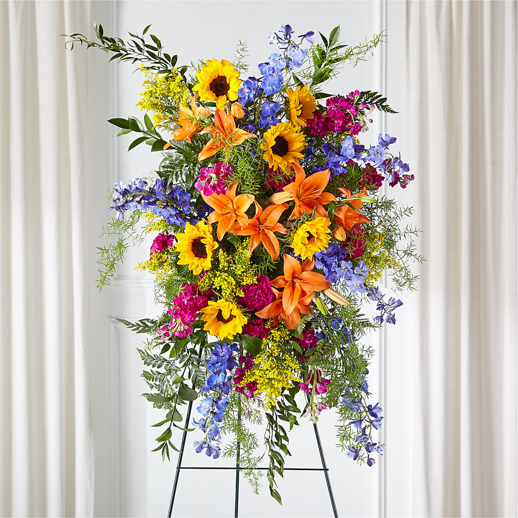 Sunlit Memories Standing Spray (Standard) –  Royalty Flowers, Alexandria VA