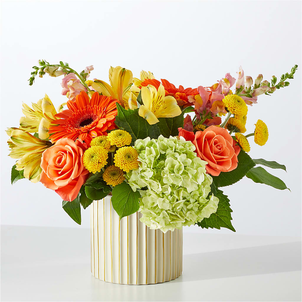 Autumn Sunshine Bouquet with Ivory Vase –  Royalty Flowers, Alexandria VA
