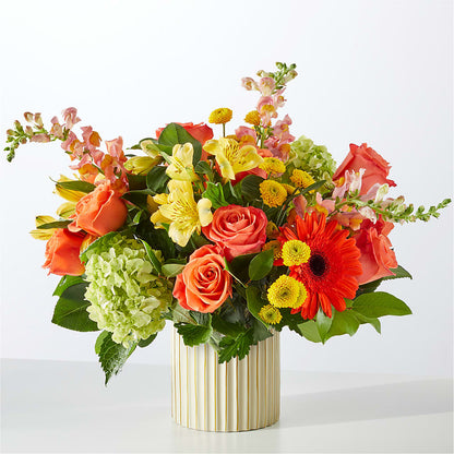 Autumn Sunshine Bouquet with Ivory Vase –  Royalty Flowers, Alexandria VA