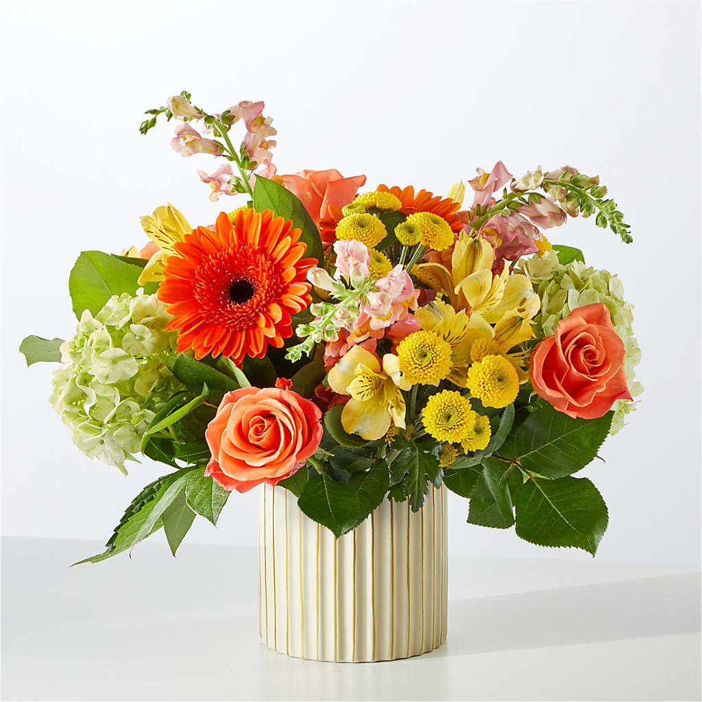 Autumn Sunshine Bouquet with Ivory Vase –  Royalty Flowers, Alexandria VA