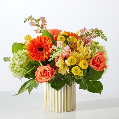 Autumn Sunshine Bouquet with Ivory Vase –  Royalty Flowers, Alexandria VA