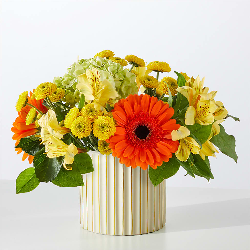 Autumn Sunshine Bouquet with Ivory Vase –  Royalty Flowers, Alexandria VA