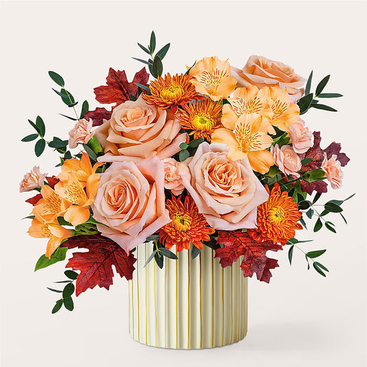 Spiced Latte Bouquet with Ivory Vase –  Royalty Flowers, Alexandria VA